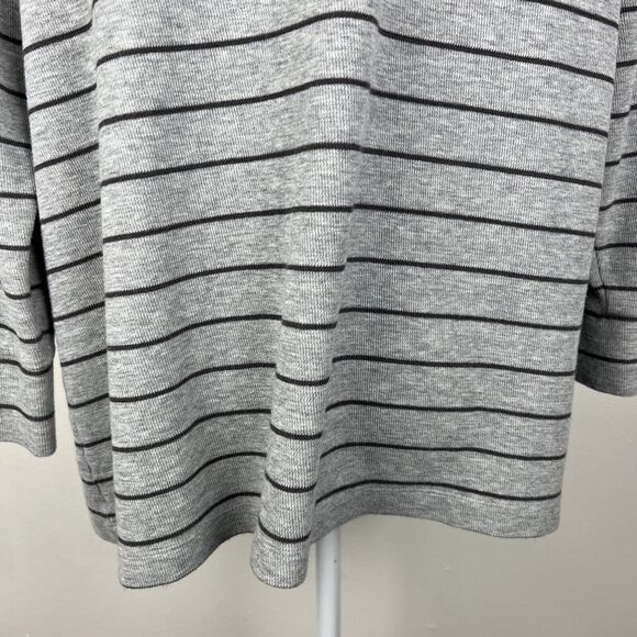 J Jill Sweater Women Extra Large Grey Striped Knit V-Neck Pullover Front Pockets - Picture 12 of 13